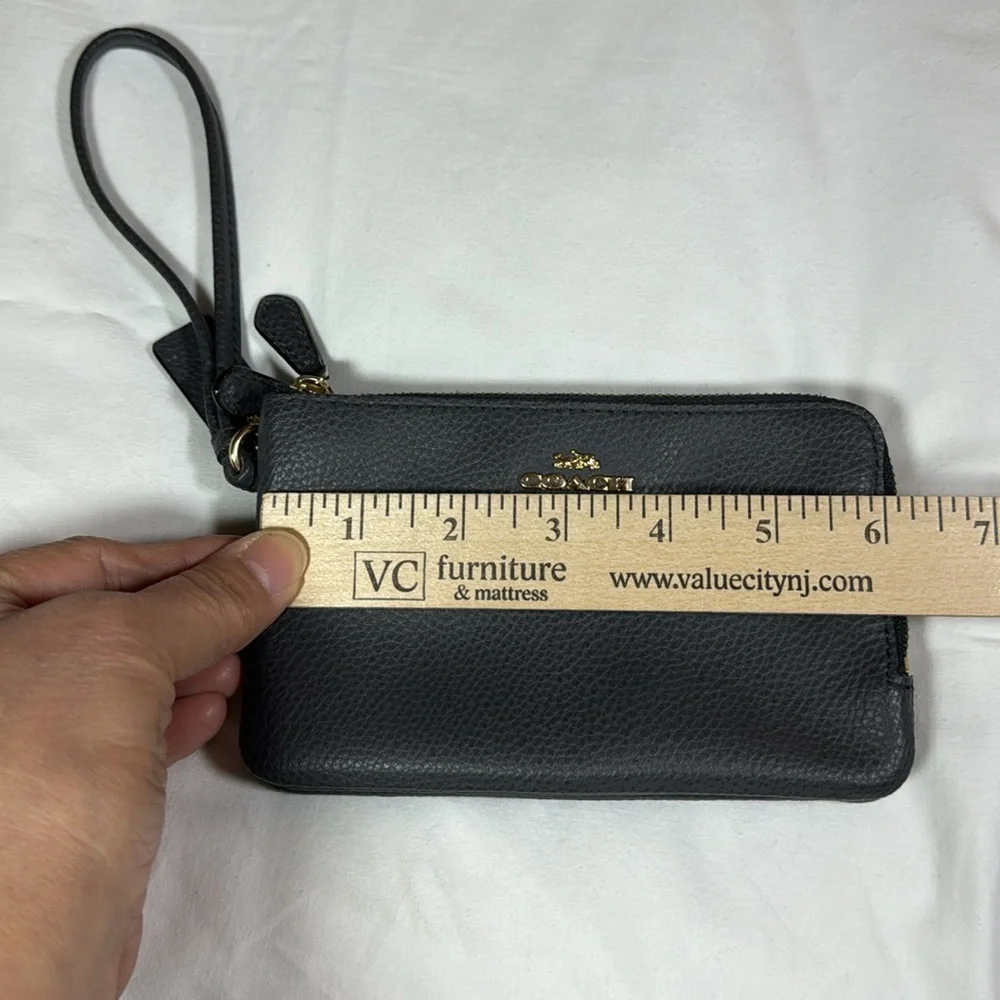 Coach Black Leather Wristlet Clutch